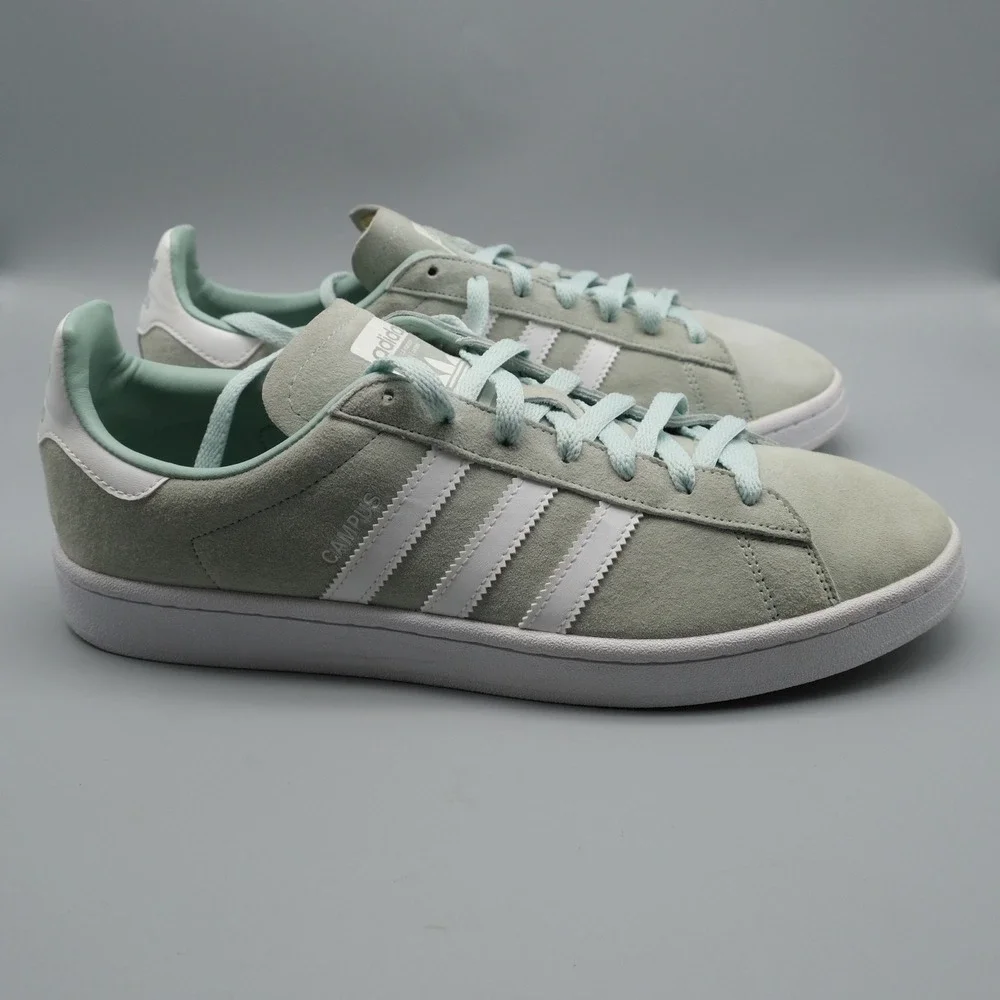 Adidas Campus Mens 11.5 Ash Green White Suede Sneakers DB0982